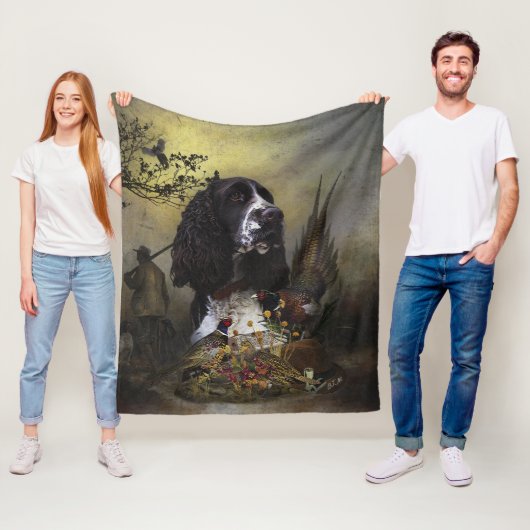 Engels Springer Spaniel met fazant Fleece Deken (In situ)