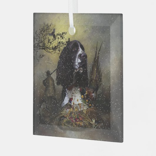 Engels Springer Spaniel met fazant Glas Ornament (Voorkant links)