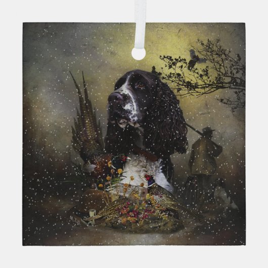 Engels Springer Spaniel met fazant Glas Ornament (Achterkant)