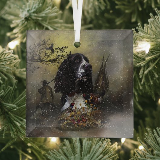 Engels Springer Spaniel met fazant Glas Ornament (Insitu)