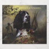 Engels Springer Spaniel met fazant Likeurfles Etiket (Enkel label)