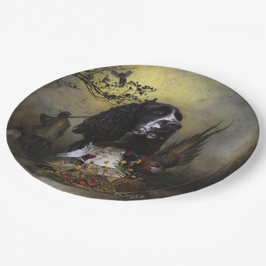 Engels Springer Spaniel met fazant Papieren Bordje (Gekanteld)