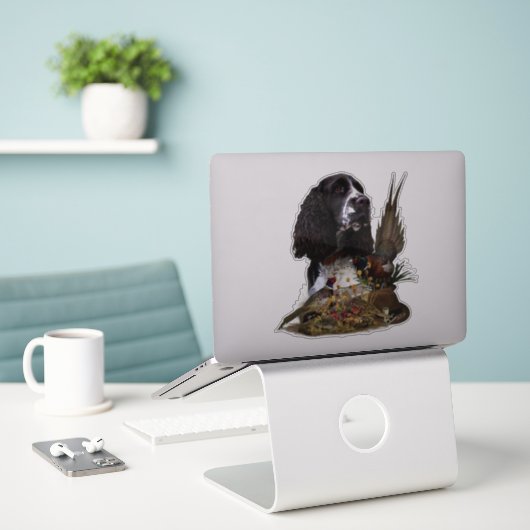 Engels Springer Spaniel met fazant Sticker (Laptop op bureau)
