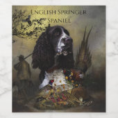 Engels Springer Spaniel met fazant Wijn Etiket (Enkel label)
