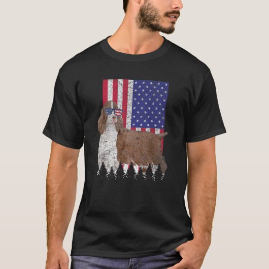 Engels Springer Spaniel Patriotic Dog Verenigde St T-shirt (Voorkant)