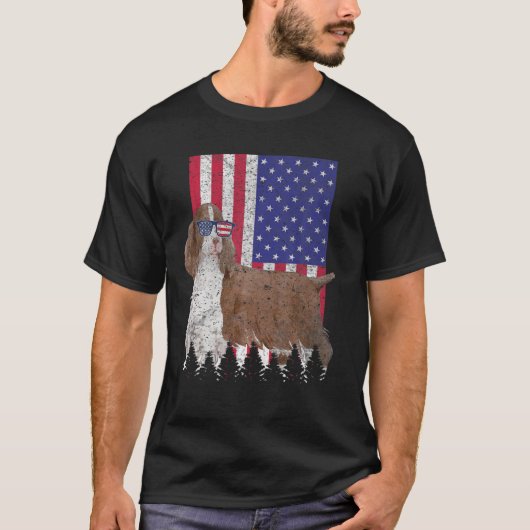Engels Springer Spaniel Patriotic Dog Verenigde St T-shirt (Voorkant)