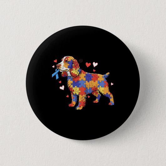 Engels Springer Spaniel Puzzel Autisme Bewustzijn Ronde Button 5,7 Cm (Voorkant)