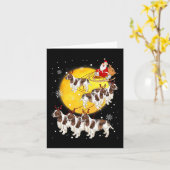 Engels Springer Spaniel Reindeer Kersthond Lo Kaart (Gele Bloem)