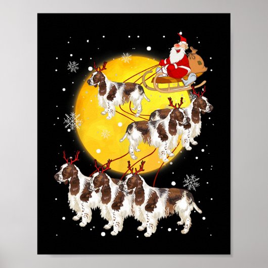Engels Springer Spaniel Reindeer Kersthond Lo Poster (Voorkant)