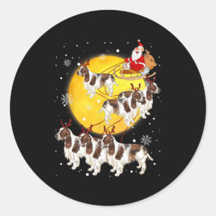 Engels Springer Spaniel Reindeer Kersthond Lo Ronde Sticker