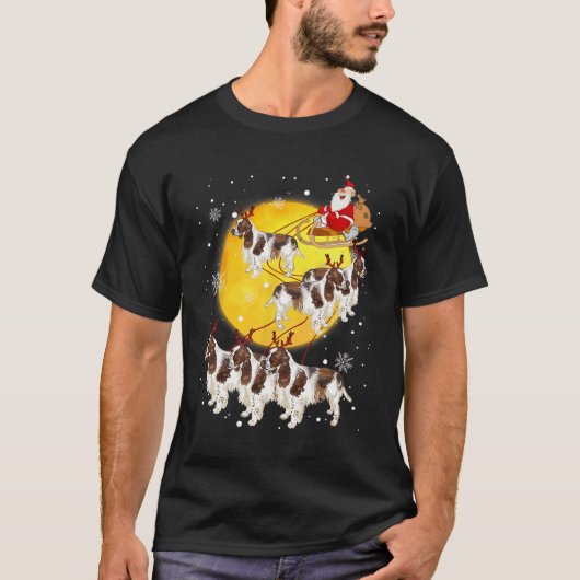 Engels Springer Spaniel Reindeer Kersthond Lo T-shirt (Voorkant)