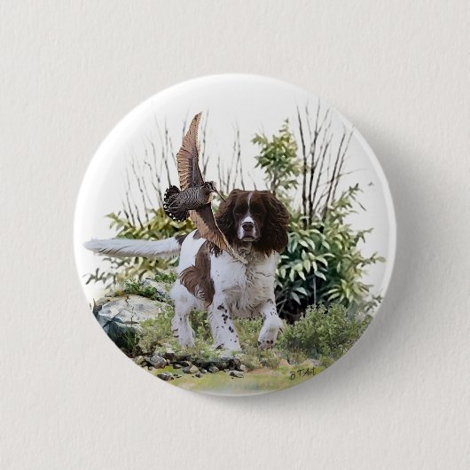 Engels Springer Spaniel Ronde Button 5,7 Cm (Voorkant)