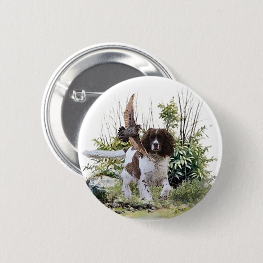 Engels Springer Spaniel Ronde Button 5,7 Cm (Voorkant /achterkant)