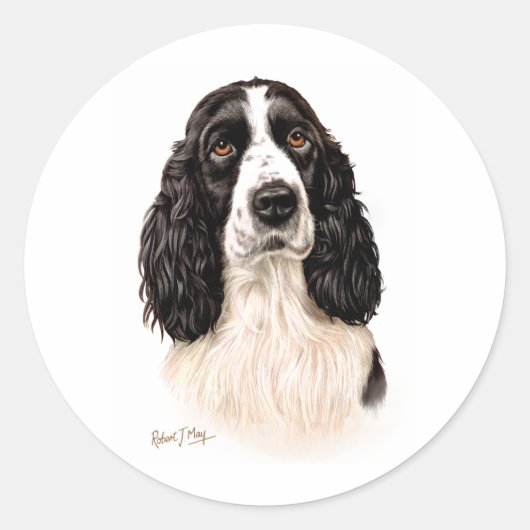 Engels Springer Spaniel Ronde Sticker (Voorkant)