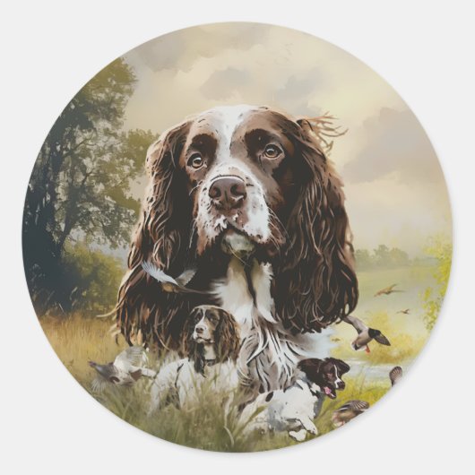 Engels Springer Spaniel Ronde Sticker (Voorkant)