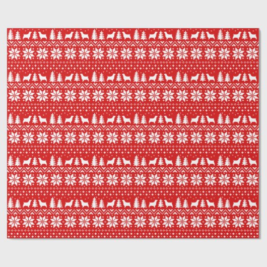 Engels Springer Spaniel Silhouettes Dog Kerstmis Cadeaupapier (Vlak)