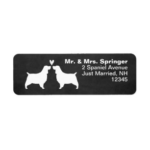Engels Springer Spaniel Silhouettes met hart Etiket