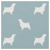 Engels Springer Spaniel Silhouettes Patroonblauw Stof (Close Up)