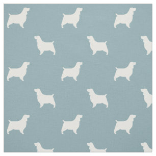 Engels Springer Spaniel Silhouettes Patroonblauw Stof