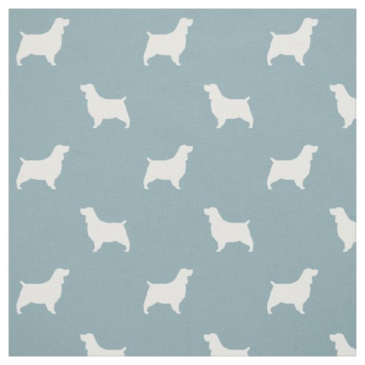 Engels Springer Spaniel Silhouettes Patroonblauw Stof (Swatch)