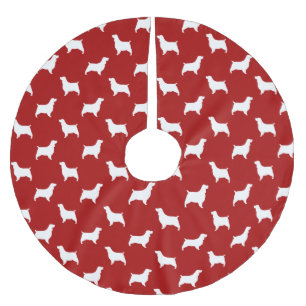 Engels Springer Spaniel Silhouettes Pattern Red Kerstboom Rok