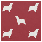 Engels Springer Spaniel Silhouettes Pattern Red Stof (Close Up)
