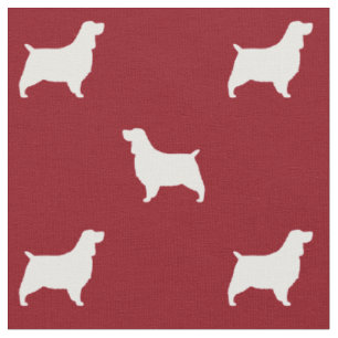 Engels Springer Spaniel Silhouettes Pattern Red Stof