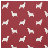 Engels Springer Spaniel Silhouettes Pattern Red Stof (Swatch)