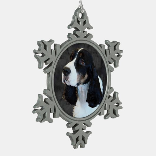 Engels Springer Spaniel Tin Sneeuwvlok Ornament (Links)