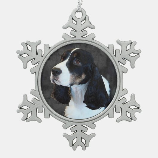 Engels Springer Spaniel Tin Sneeuwvlok Ornament (Voorkant)