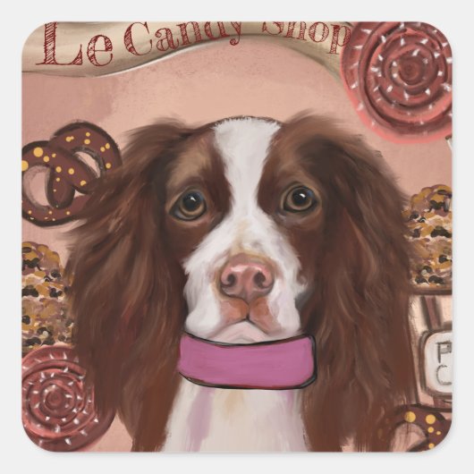 Engels Springer Spaniel Vierkante Sticker (Voorkant)