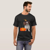 Engels Springer Spaniel Witch Hat Halloween Dog C T-shirt (Voorkant volledig)