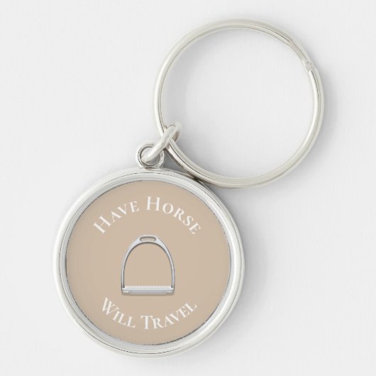 Engels Stirrup Beige: "have Horse Will Travel" Sleutelhanger (Voorkant)