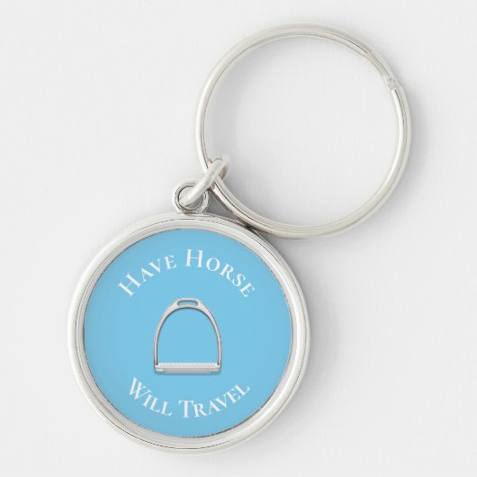 Engels Stirrup Blue: "have Horse Will Travel" Sleutelhanger (Voorkant)