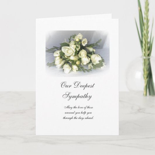 Engels: Sympathy white freesia's & rozen Kaart (Voorkant)