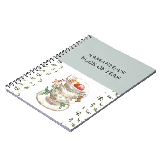  Engels Tea Cups Flowers Greenery Tea Book Notitieboek (Linkerzijde)