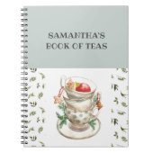  Engels Tea Cups Flowers Greenery Tea Book Notitieboek (Voorkant)