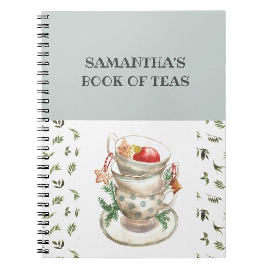 Engels Tea Cups Flowers Greenery Tea Book Notitieboek (Voorkant)