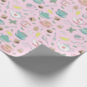 Engels Tea Party theekopjes theepotten patroon Cadeaupapier (Hoek)