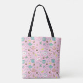 Engels Teacups Theepotten Theedrinker Roze Tote Bag (Achterkant)