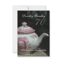  Engels Teapot 70th Birthday Invitation