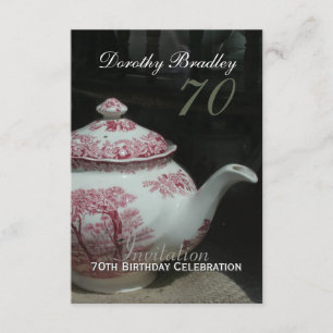  Engels Teapot 70th Birthday Invitation Kaart