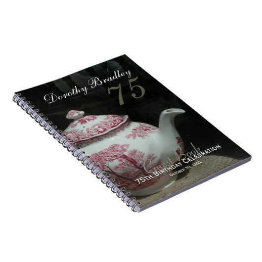  Engels Teapot 75th Birthday Guest Book Notitieboek (Rechterzijde)
