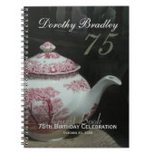  Engels Teapot 75th Birthday Guest Book Notitieboek (Voorkant)