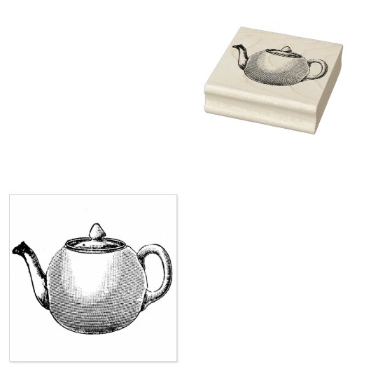  Engels Teapot Rubber Art Stamp Rubberstempel (Gestempeld)