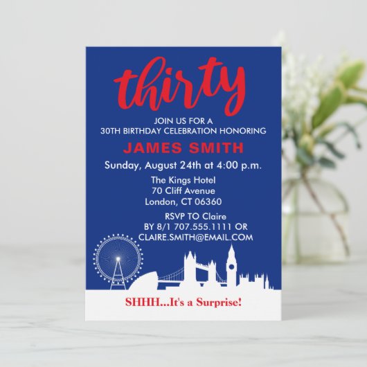 Engels thema 30ste verjaardagsfeest kaart (Staand voorkant)