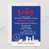 Engels thema 40th Birthday Party Kaart (Voorkant)