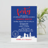 Engels thema 40th Birthday Party Kaart (Staand voorkant)