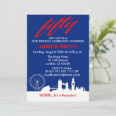 Engels thema 50ste verjaardagsfeest kaart (Staand voorkant)