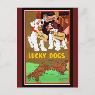 Engels Travel Poster Dogs to Torquay Falmouth Briefkaart